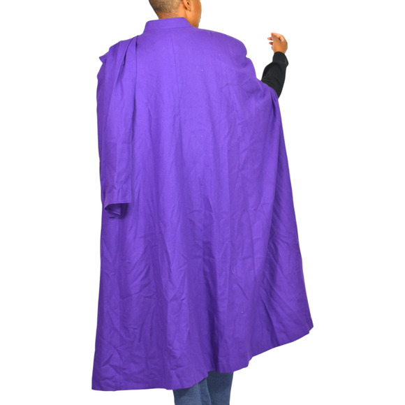Vintage Alex Hayes Wool Cape Purple Wool Scarf Cloak Long Shoulder Pads Large - Picture 2 of 16
